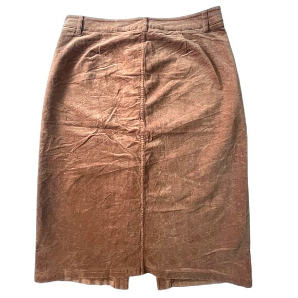 Others Follow Burgundy Button Front 90s Corduroy Pencil Skirt XL Stretch Vintage - Picture 2 of 7